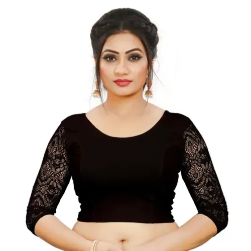 Women Round Neck 3/4 Sleeve Blouse