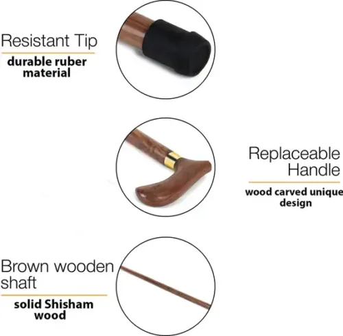 RCSP Walking Stick for Men & Women Old People Wooden Stick 36 Inch Wooden - Image 3
