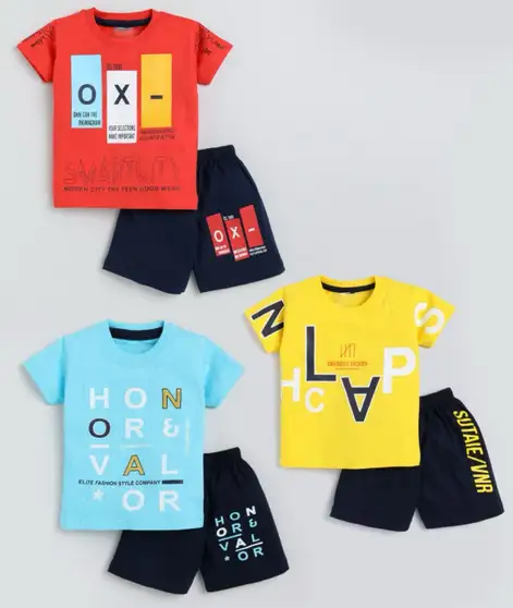 NEW TRINATH HOSIERY Baby Boys & Baby Girls Casual T-shirt Shorts (Multicolor) 2 NEW TRINATH HOSIERY Baby Boys & Baby Girls Casual T-shirt Shorts (Multicolor)