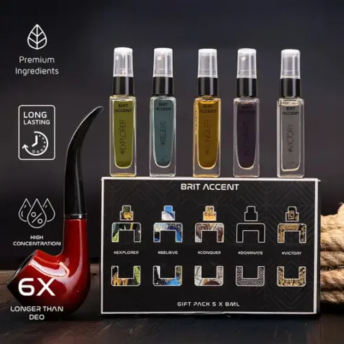 BRIT ACCENT | Perfume Gift Pack for Men | 5 x 8ml | Premium Fragrances| Eau de Toilette  -  40 ml (For Men) - Image 4