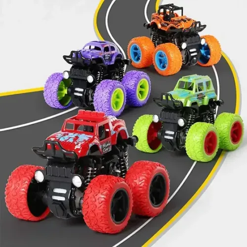 Mini Monster Truck Pull Back Cars Toys, 4 Wheel Drive Vehicles for Kids Plastic (Red, Pack of: 1) - Image 3