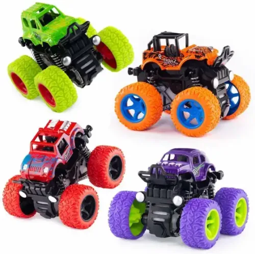 Mini Monster Truck Pull Back Cars Toys, 4 Wheel Drive Vehicles for Kids Plastic (Red, Pack of: 1) - Image 4
