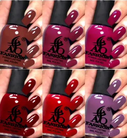 AQ FASHION New Dazzling HD High Shine Nail Polish For Women and Girl Combo Set H229 Multicolor (Pack of 6)