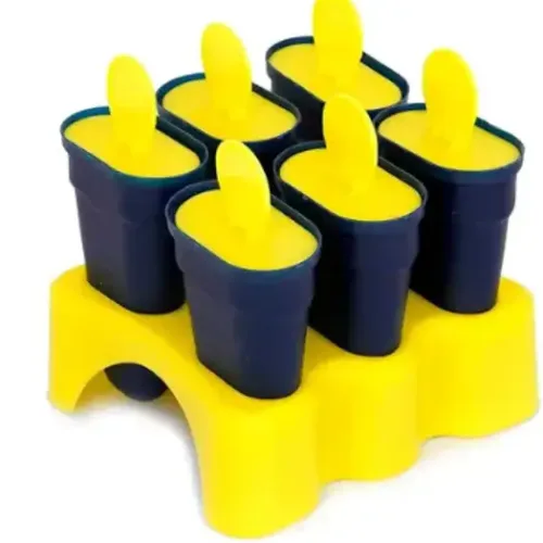 mega store Set of 6 Plastic Reusable Ice Pop Makers, Homemade Popsicle, Kulfi Candy Tray Yellow Plastic Ice Ball Tray (Pack of1)