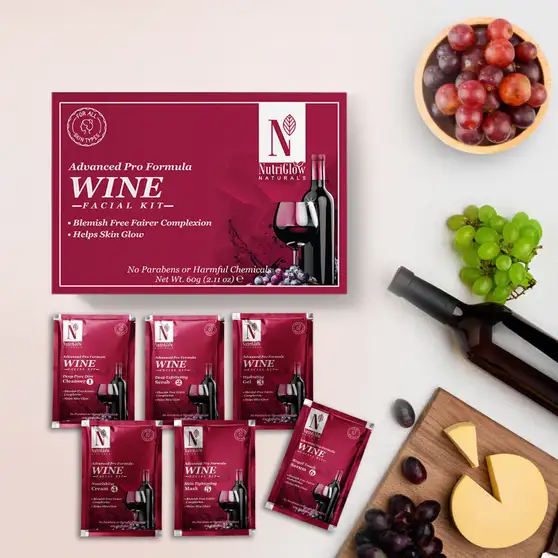 NutriGlow NATURAL'S Advanced Pro Formula Wine Facial Kit For Blemish Free & Fairer Complexion, 10gx6 (60 g) 2 NutriGlow NATURAL'S Advanced Pro Formula Wine Facial Kit For Blemish Free & Fairer Complexion, 10gx6 (60 g)