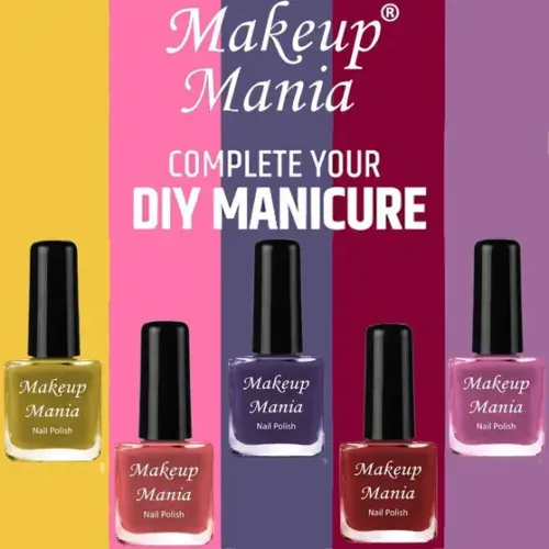 makeupmania High-Shine Long Lasting Non Toxic Professional Nail Polish Set of 12 Pcs (#201) Black, Grey, Pink, Brown, Nude (Pack of 12) - Image 3
