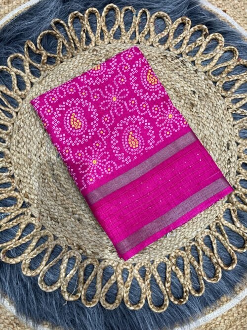 DOLA SAREE WITH SEQUENCE WORK ON BORDER WITH BEAUTIFUL PRINTS - Image 5
