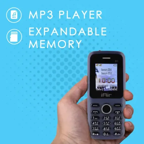 IAIR D1 1.8 Inch Huge Display Keypad Mobile Phone with Expandable Storage Upto 32GB (Blue) - Image 3