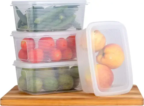Pack of 4 Plastic Fridge Container - 1800 ml KWINTAS Multicolor