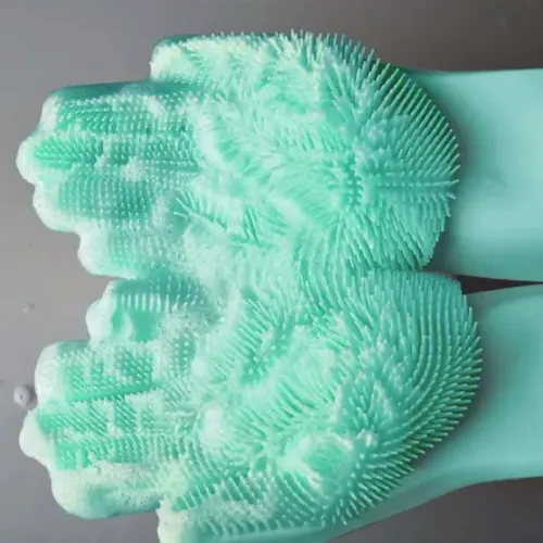 DCT silicone dish washing gloves with wash scrubber Wet and Dry Glove Set (Free Size Pack of 2) - Image 3