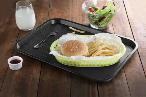 SMILERY High Raised Edges Rectangular Tray for Home Canteen 12×16 inches Black plastic Tray (Pack of 4, Microwave Safe) - Image 2