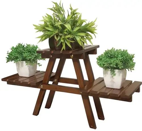 Artesia Wooden Plant Stand for Balcony Living Room Indoor Outdoor Plant Stand Solid Wood Side Table (Finish Color - Brown, Pre-assembled) - Image 4