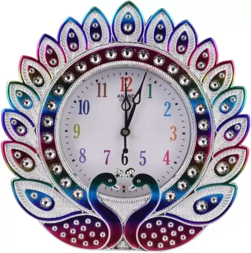 Analog Wall Clock (Silver, With Glass)