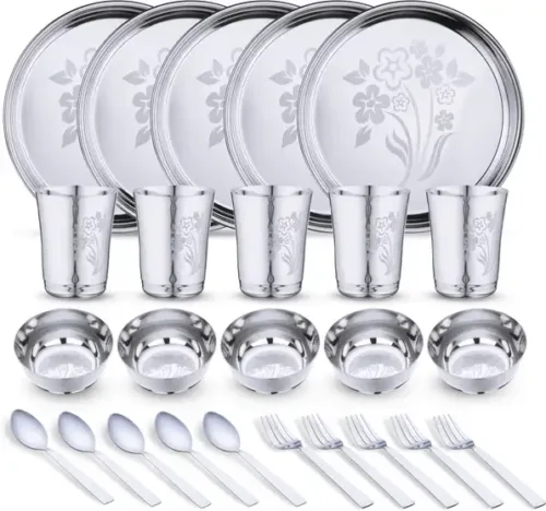 LIMETRO STEEL Pack of 25 Stainless Steel Dinner Set (Steel)