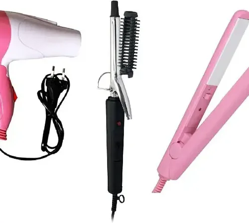 quktion hair dryer 1000 watt with 471 hair curler and mini hair straightener (multicolour) Hair Dryer (1000 W, pink, blue) 9 | VastrMitr