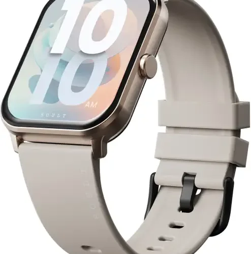 Boult Drift BT Calling HD Display, 140+ Watchfaces, Complete Health Monitoring Smartwatch (Beige Strap, Free Size)