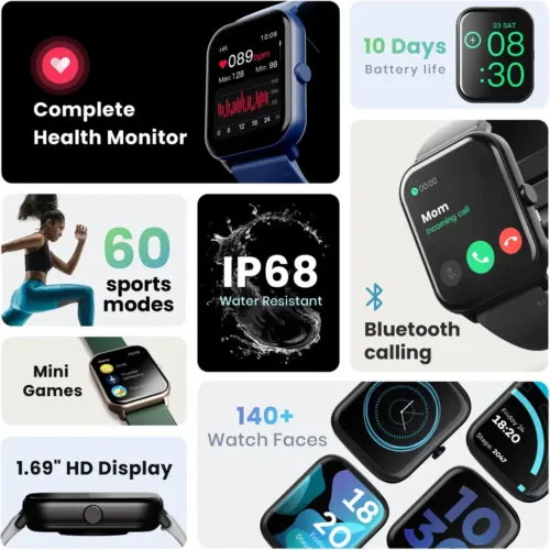 Boult Drift BT Calling HD Display, 140+ Watchfaces, Complete Health Monitoring Smartwatch (Beige Strap, Free Size) - Image 11