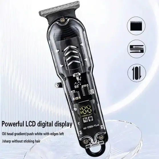 FABUNIK Y99 Transparent Pro Hair Clipper, Beard Trimmer, Full Body Trimmer, Trimmer men Runtime: 120 min Trimmer for Men (Black) 4 FABUNIK Y99 Transparent Pro Hair Clipper, Beard Trimmer, Full Body Trimmer, Trimmer men Runtime: 120 min Trimmer for Men (Black) - Image 3