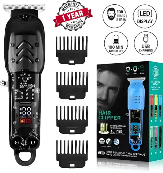 FABUNIK Y99 Transparent Pro Hair Clipper, Beard Trimmer, Full Body Trimmer, Trimmer men Runtime: 120 min Trimmer for Men (Black) 5 FABUNIK Y99 Transparent Pro Hair Clipper, Beard Trimmer, Full Body Trimmer, Trimmer men Runtime: 120 min Trimmer for Men (Black) - Image 4