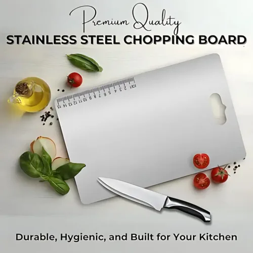 HOMSAF Chopping Board for Kitchen Dual-Side Multipurpose Food Prep knife-friendly metal Stainless Steel Cutting Board (Steel Pack of 1 Dishwasher Safe) - Image 4
