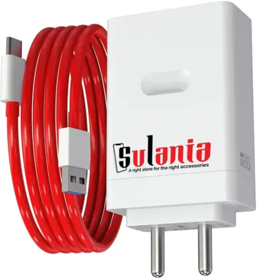 100W SuperVOOC Fast Single Port All Charging Technology Support 9 A Mobile Charger with Detachable Cable (White, Red)