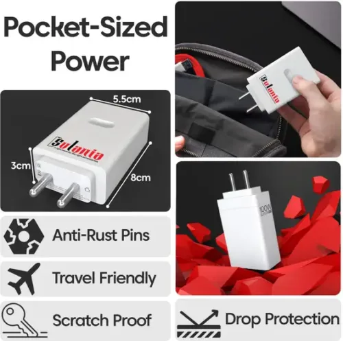 100W SuperVOOC Fast Single Port All Charging Technology Support 9 A Mobile Charger with Detachable Cable (White, Red) - Image 5