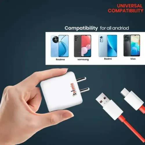 85W Fast Charger with Type-C Cable Universal Android Compatibility Charging 5.4 A Mobile Charger with Detachable Cable (White) - Image 4