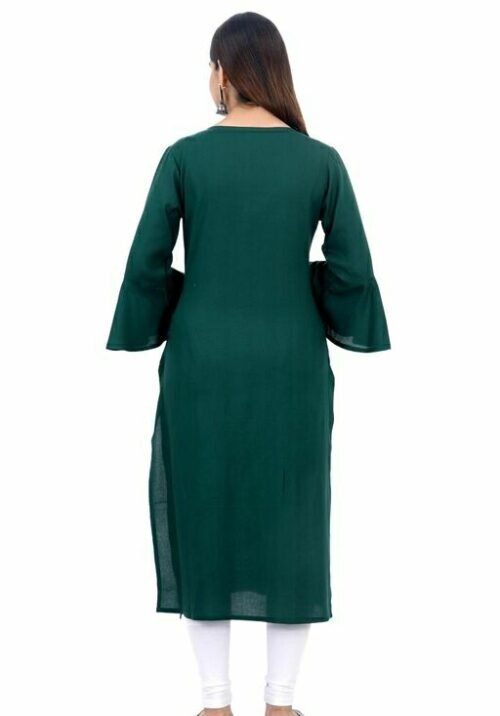 Rayon Embroidered bell sleeve Kurti - Image 4