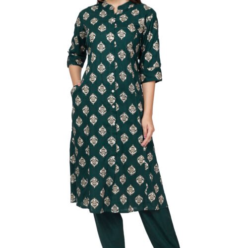 Rayon Princess Cut, Mandarin collar Kurti -Wholesale
