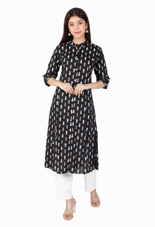 Rayon Princess Cut, Mandarin collar Kurti -Wholesale - Image 2