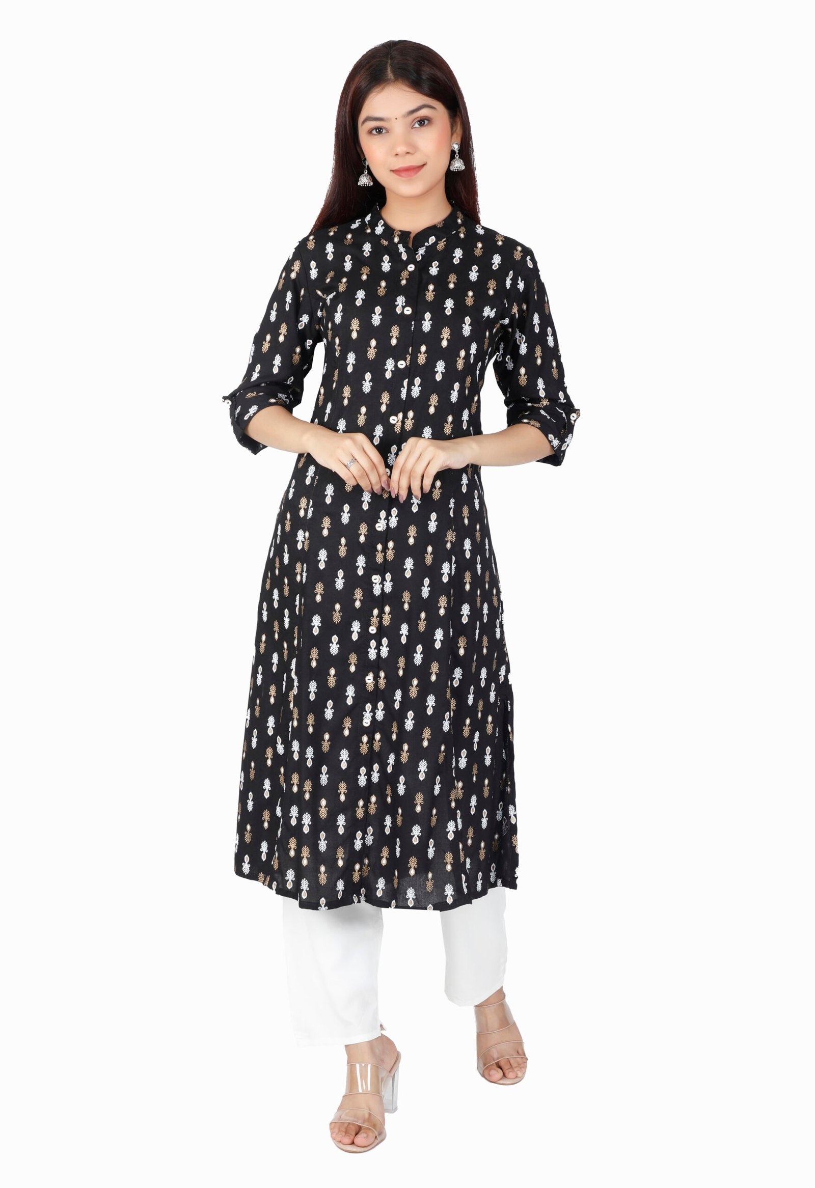 Rayon Princess Cut, Mandarin collar Kurti -Wholesale 2 Rayon Princess Cut, Mandarin collar Kurti -Wholesale - Image 2