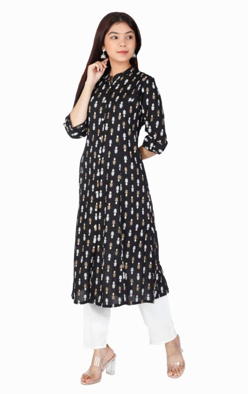 Rayon Princess Cut, Mandarin collar Kurti -Wholesale - Image 3