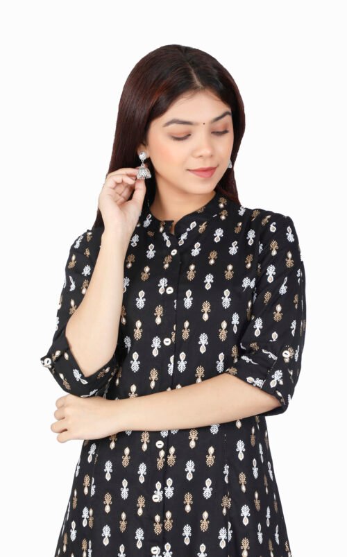 Rayon Princess Cut, Mandarin collar Kurti -Wholesale - Image 4