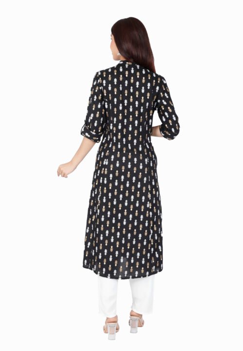 Rayon Princess Cut, Mandarin collar Kurti -Wholesale - Image 6