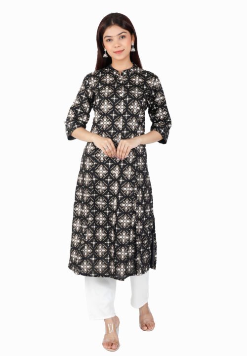 Rayon Princess Cut, Mandarin collar Kurti - Image 2