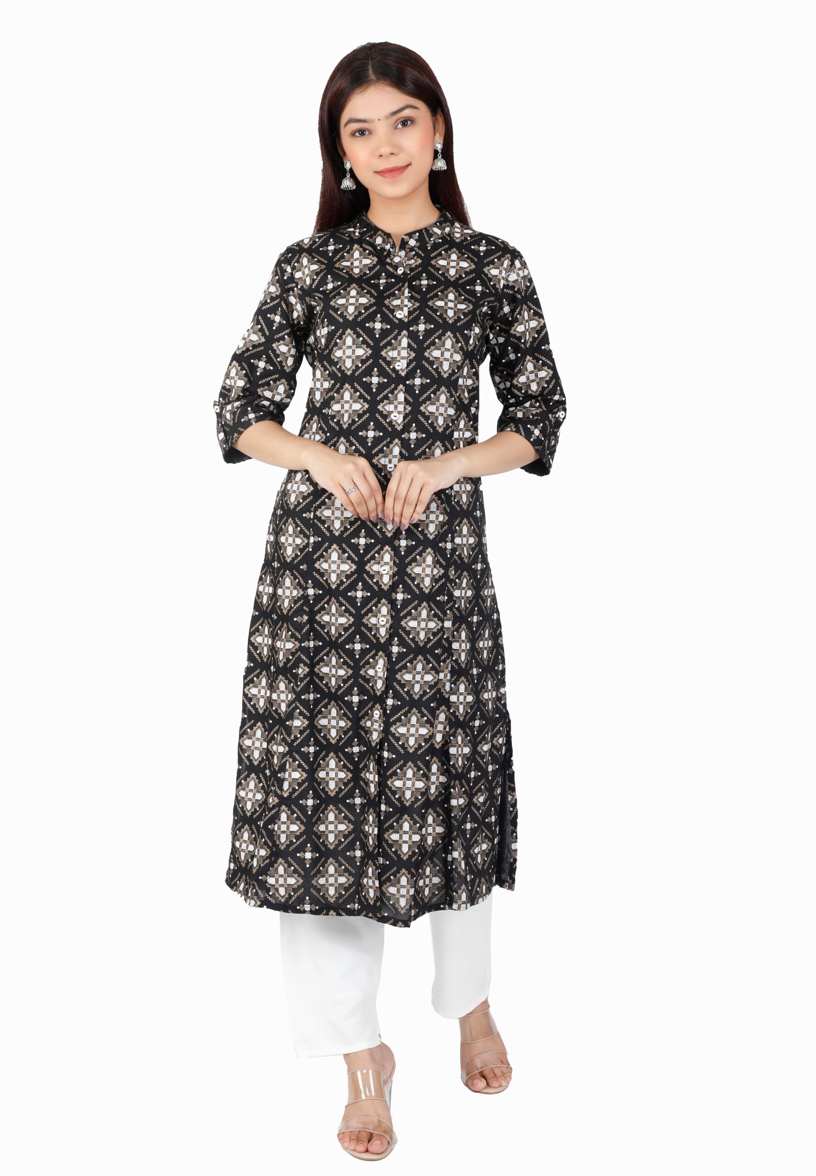 Rayon Princess Cut, Mandarin collar Kurti 2 Rayon Princess Cut, Mandarin collar Kurti - Image 2