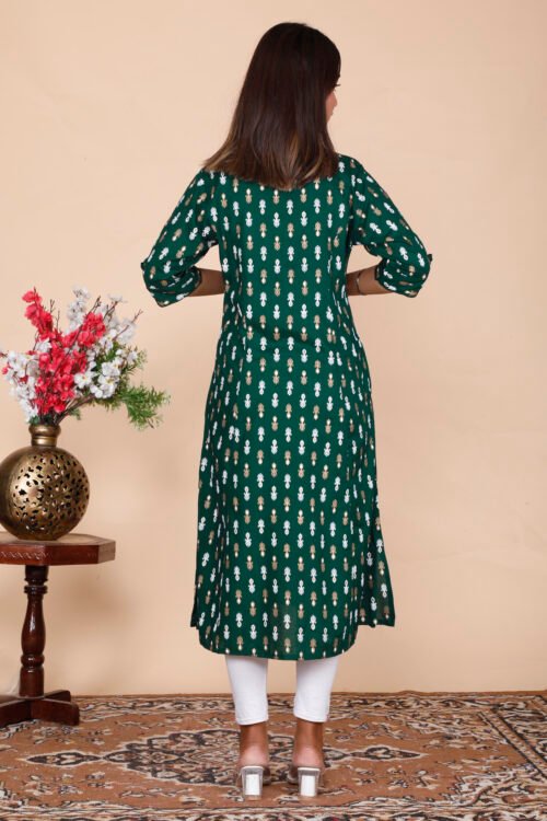 Rayon Princess Cut, Mandarin collar Kurti -Wholesale - Image 5