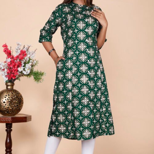 Rayon Princess Cut, Mandarin collar Kurti