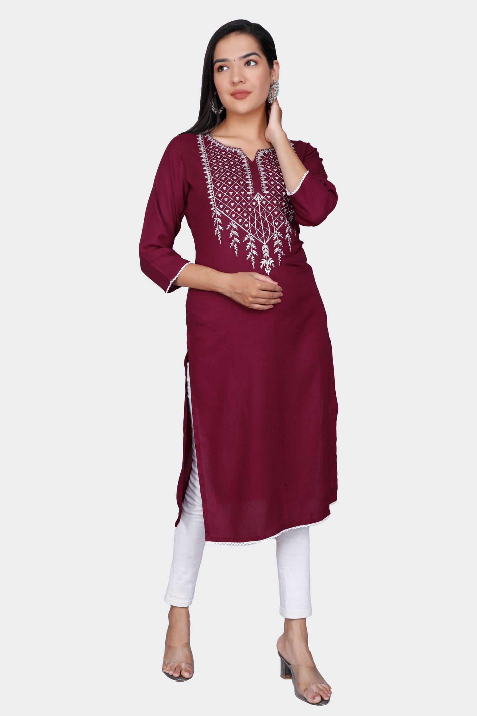 Rayon Zari Embroidered Kurti 3 Rayon Zari Embroidered Kurti - Image 3