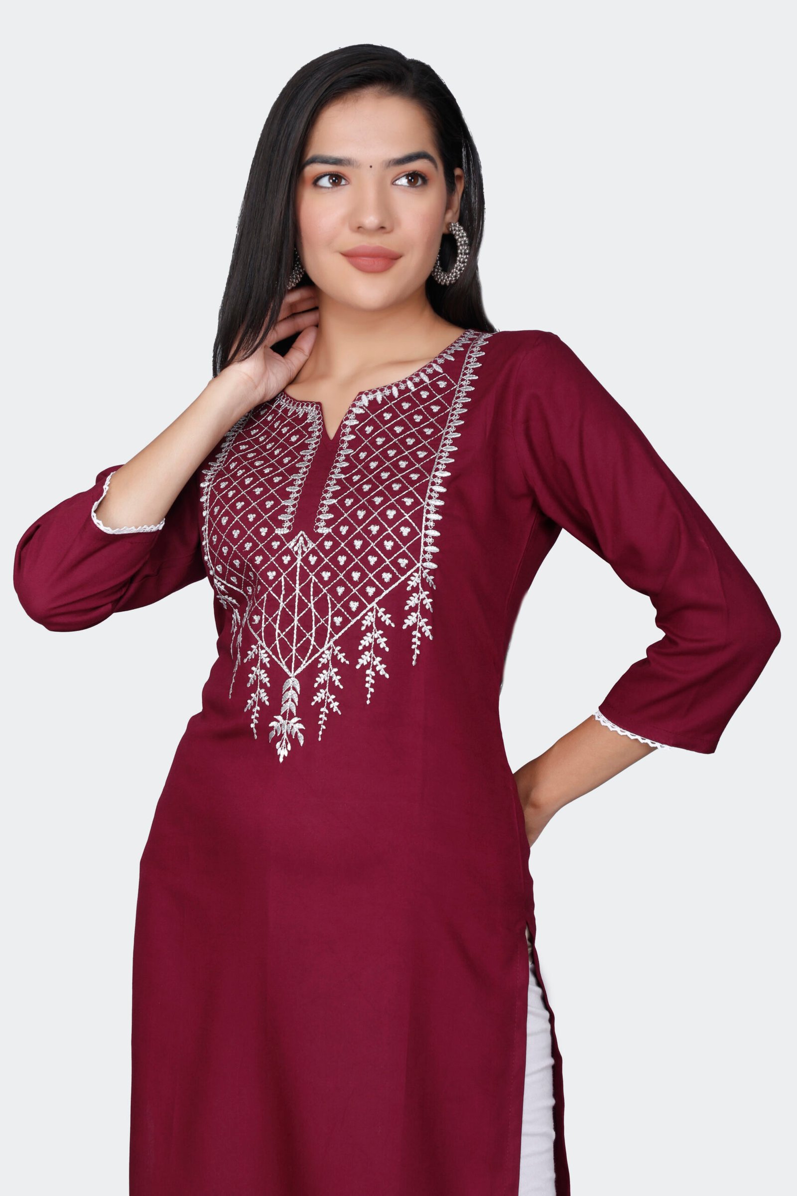 Rayon Zari Embroidered Kurti 4 Rayon Zari Embroidered Kurti - Image 4
