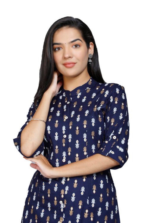 Rayon Princess Cut, Mandarin collar Kurti -Wholesale - Image 4