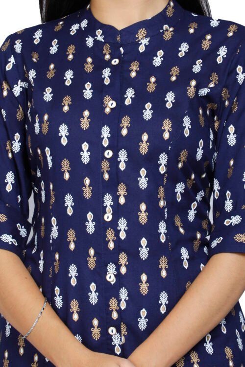 Rayon Princess Cut, Mandarin collar Kurti -Wholesale - Image 5
