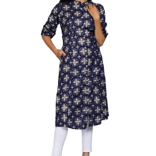 Rayon Princess Cut, Mandarin collar Kurti