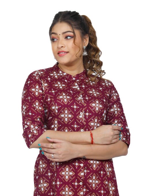 Rayon Princess Cut, Mandarin collar Kurti - Image 4