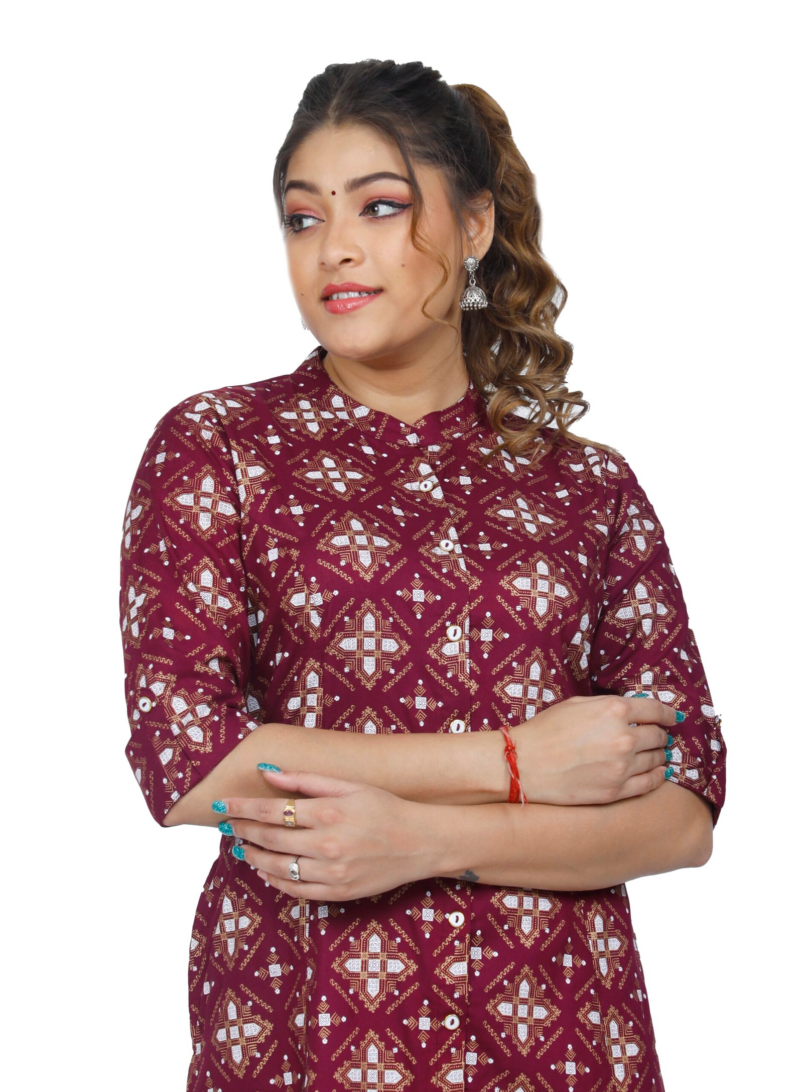 Rayon Princess Cut, Mandarin collar Kurti 4 Rayon Princess Cut, Mandarin collar Kurti - Image 4