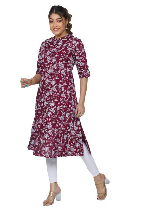 Rayon Princess Cut, Mandarin collar Kurti -Wholesale - Image 2