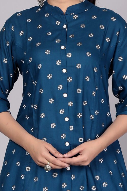 Rayon Princess Cut, Mandarin collar Kurti - Image 5