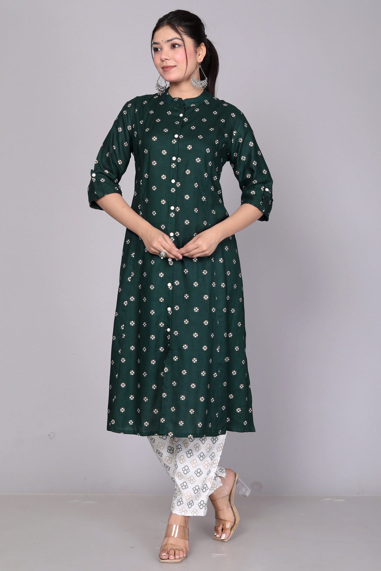 Rayon Princess Cut, Mandarin collar Kurti 3 Rayon Princess Cut, Mandarin collar Kurti - Image 3