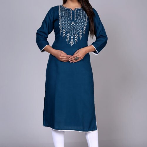 Rayon Zari Embroidered Kurti