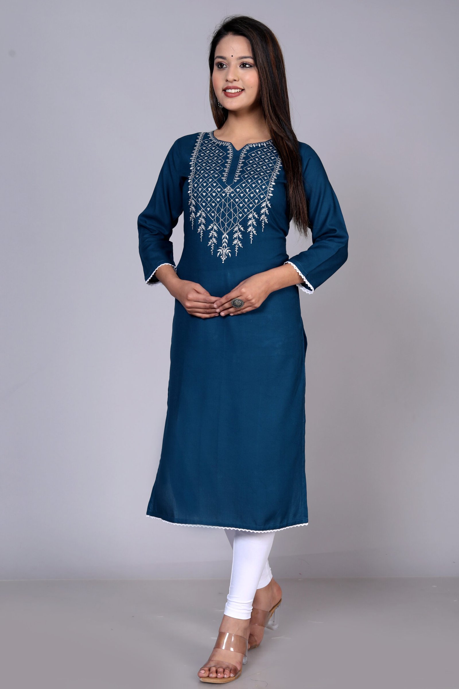 Rayon Zari Embroidered Kurti 3 Rayon Zari Embroidered Kurti - Image 3